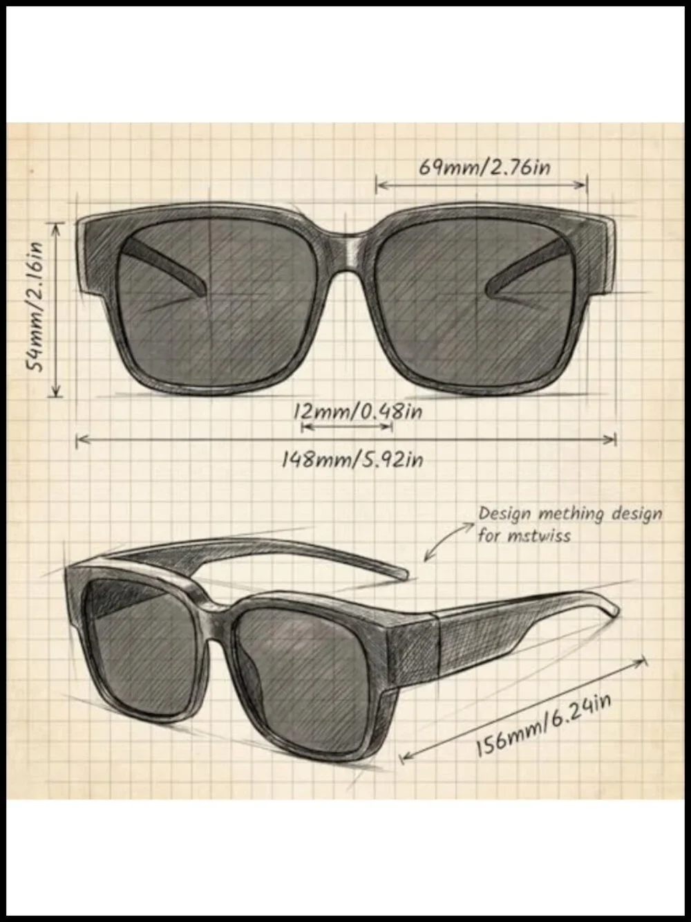 3 Pack Fit Over Sunglasses Square UV400 Shades Lightweight
